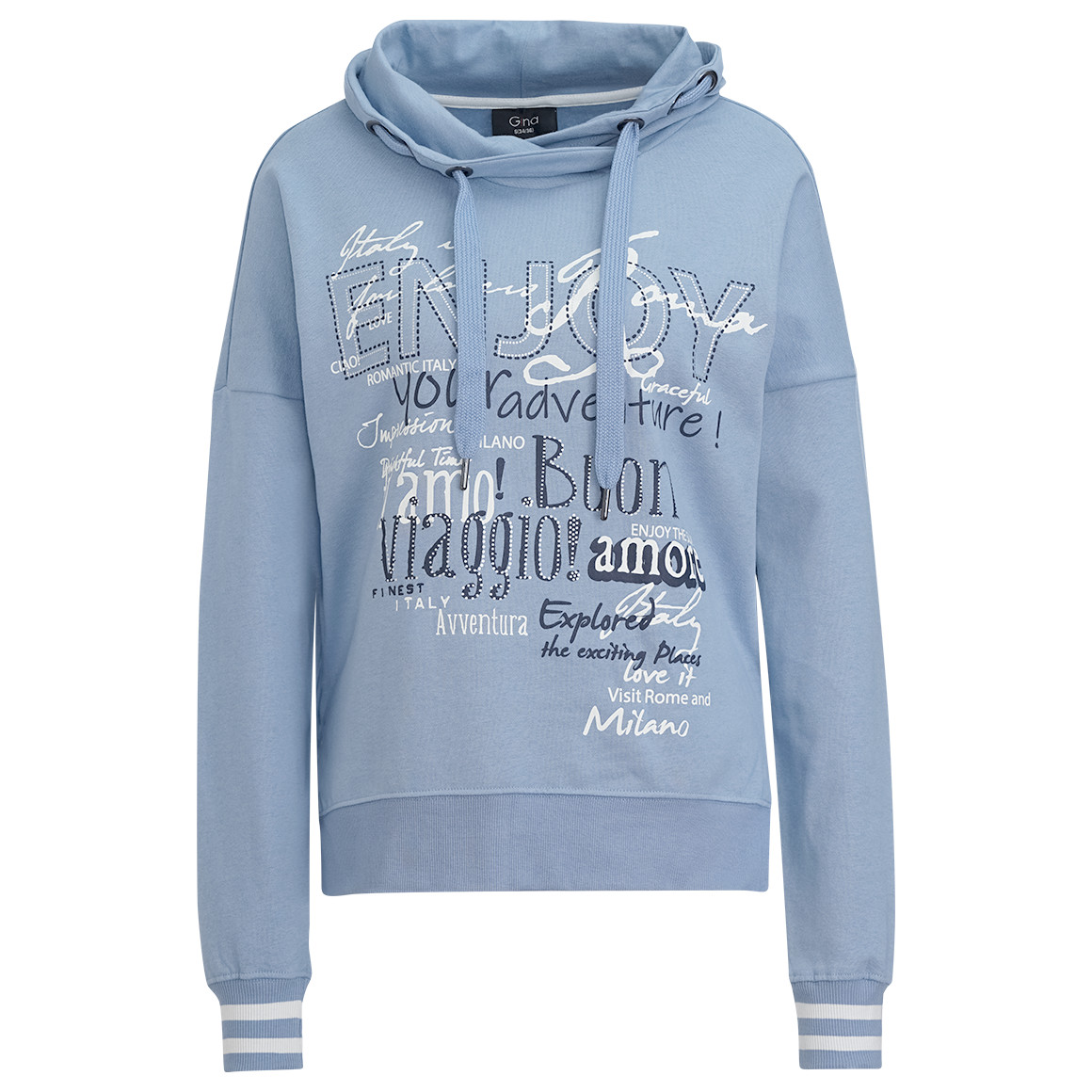 Gina Damen Sweatshirt mit Schriftzügen hellblau
