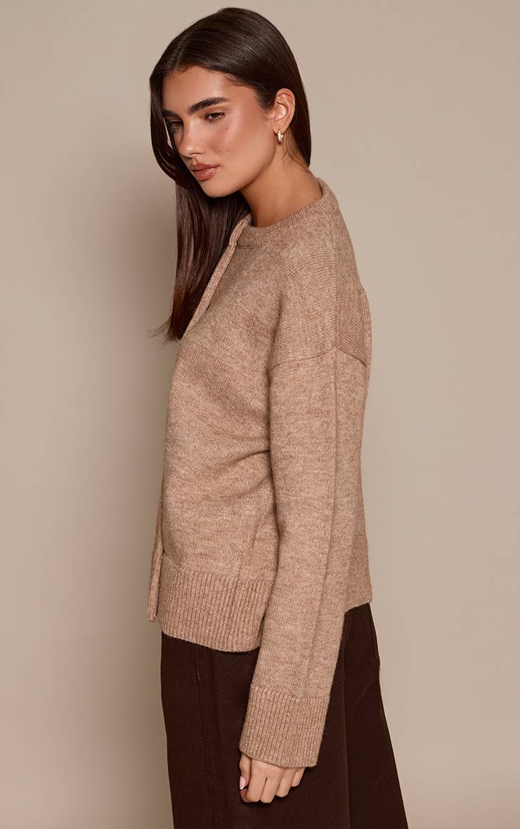Taupe Cardigan Asymétrique Boutonné