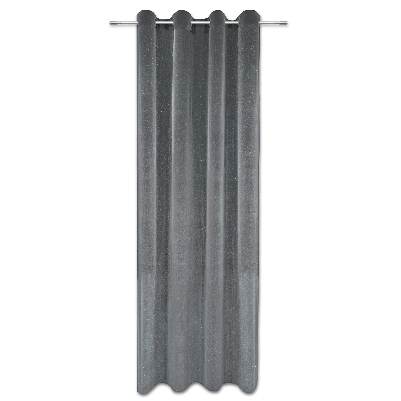 Ösenvorhang - silber - Glitzer - 140x245 cm