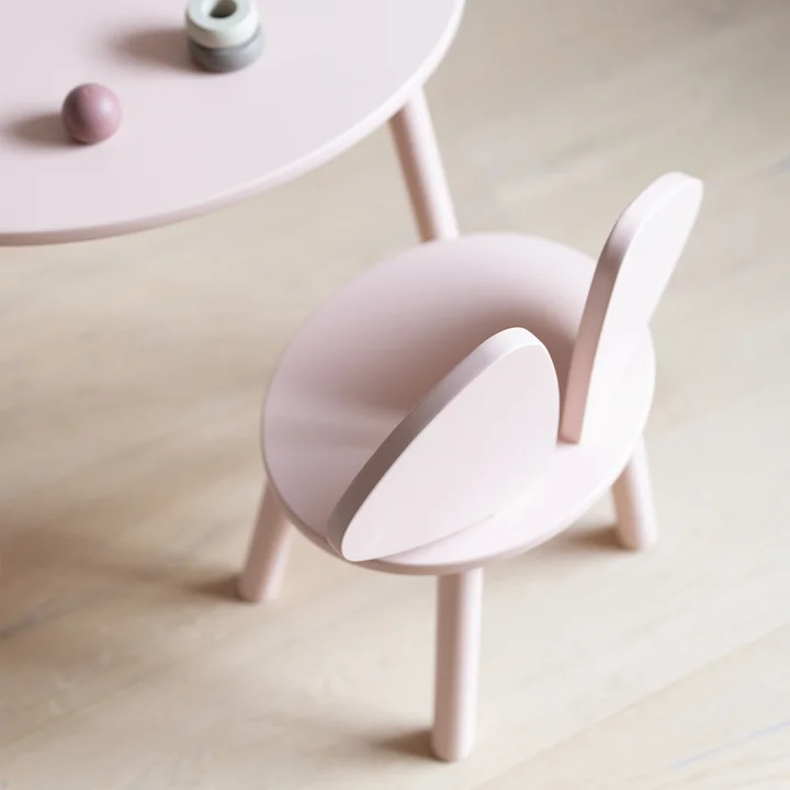 Nofred - Mouse Toddler Set (Stuhl und Tisch), Birke rosa lackiert