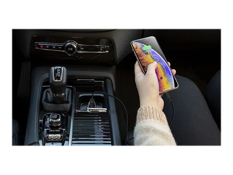Belkin BoostCharge Car Charger - Bilstrømsadapter - 18 Watt - 3.6 A (24 pin USB-C) - på kabel: Lightning - sort