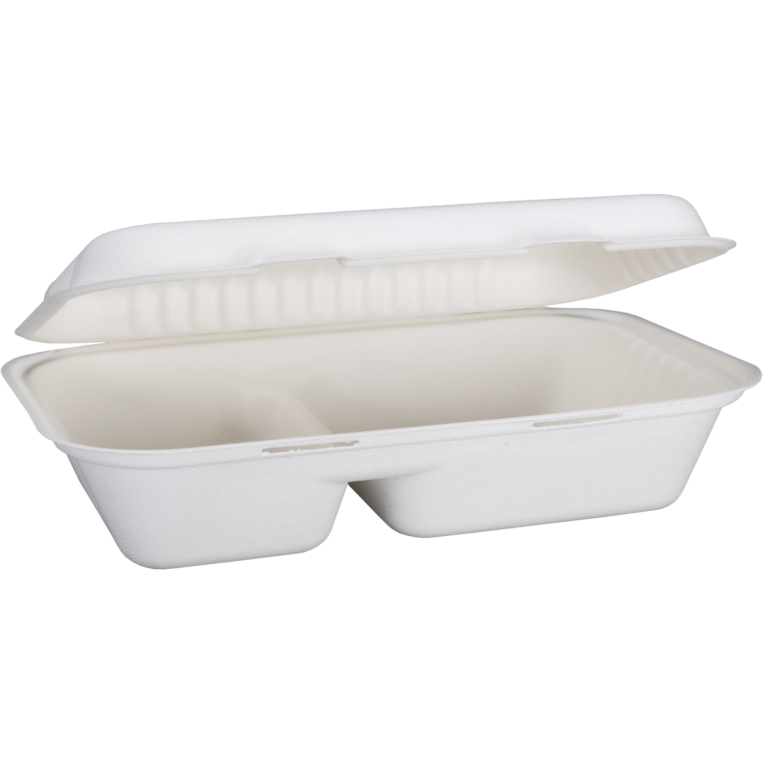 Depa Bak, Bagasse (suikerrietpulp), 2-vaks, 1000ml, maaltijdbox, 25x16x6cm, wit