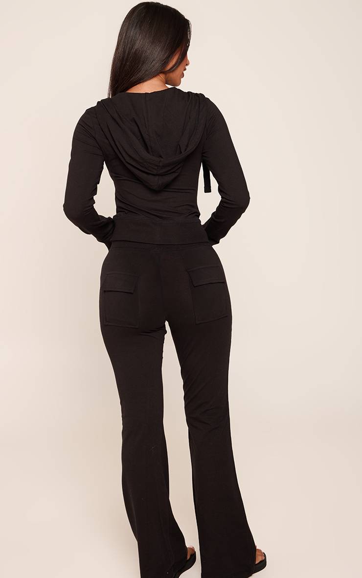 Noir Pantalon Évasé Skinny Taille Basse Petite