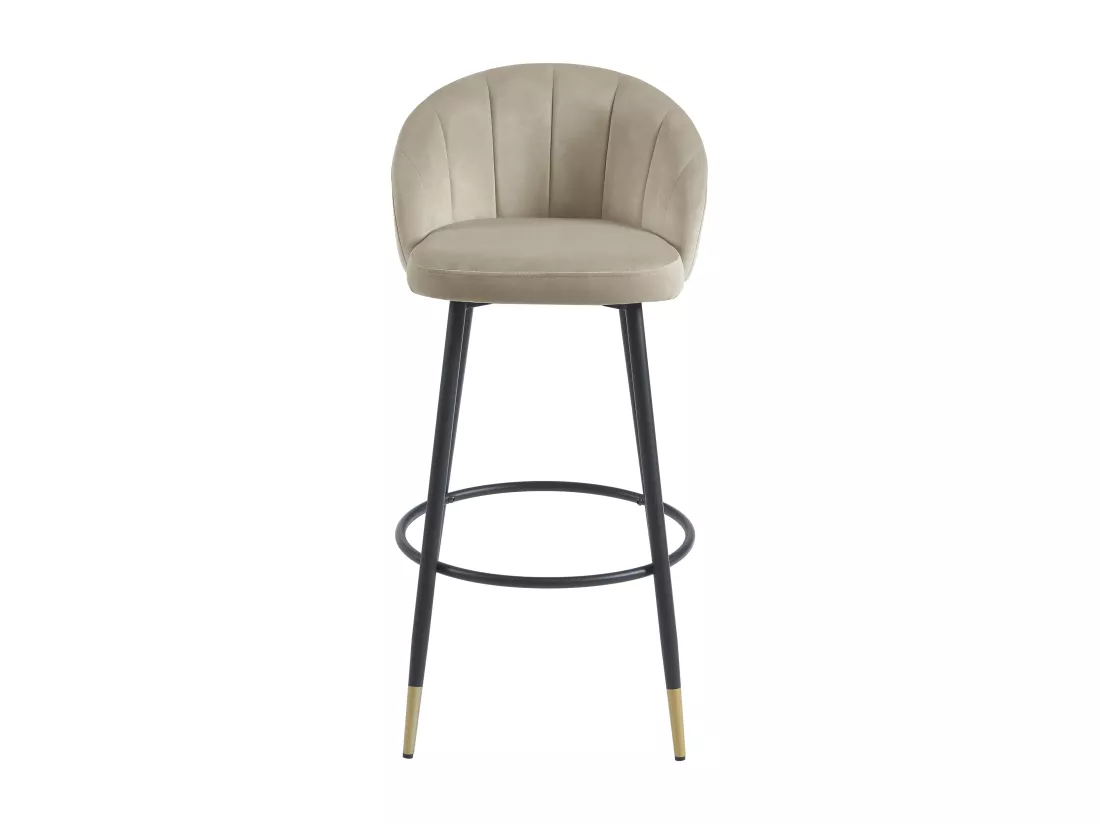 Lot de 2 tabourets de bar en velours et métal - Beige - ELIRAM