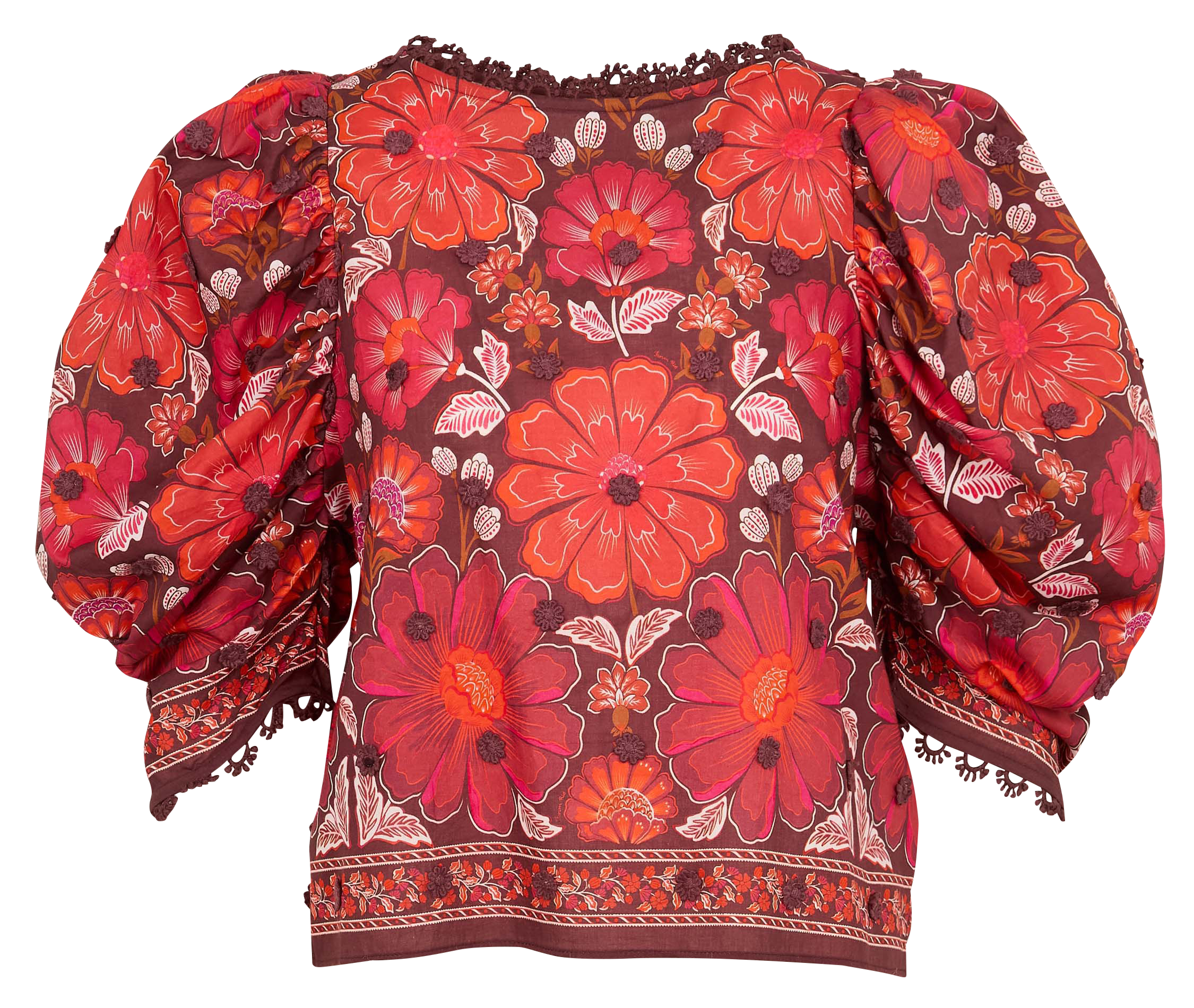 Chemisier en coton imprimé | Marron