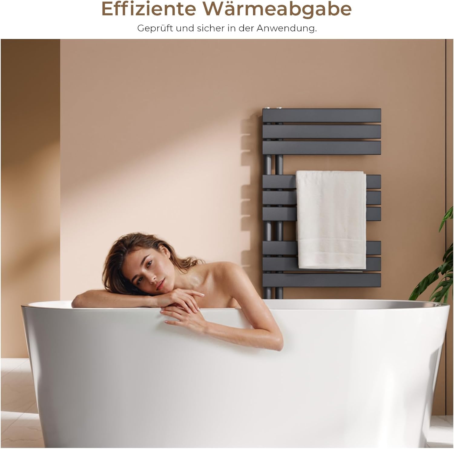 S'AFIELINA Design Badheizkörper Handtuchheizkörper Anthrazit Flach Paneel mit Mittelanschluss 1599x600mm Heizkörper für Bad Handtuchtrockner 1005 Watt (Ohne Thermostatventil)