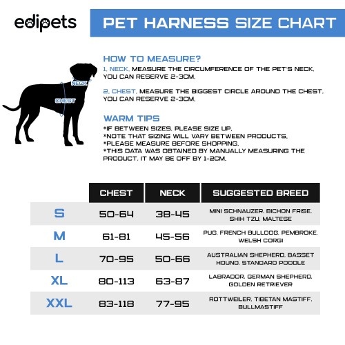 Coleira peitoral ajustável e anti-puxão Edipets para cães, preta.