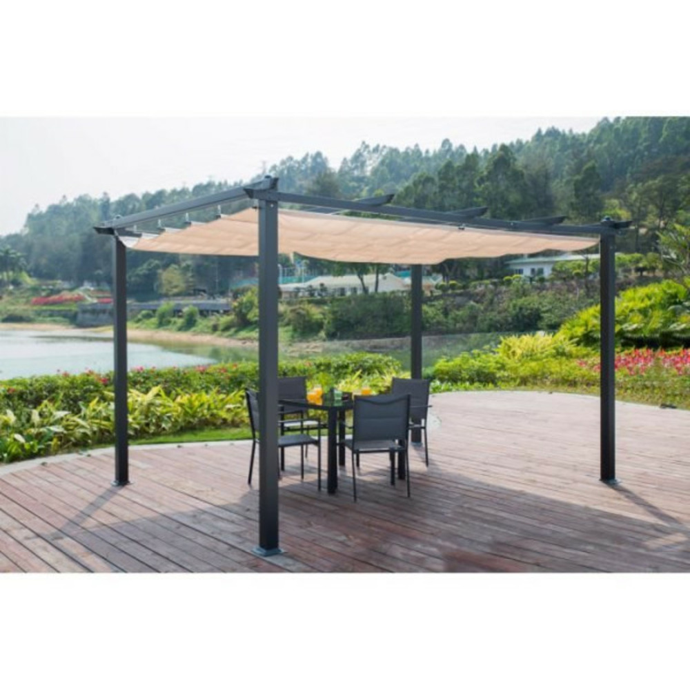 Pergola en aluminium cordoba - ecru - 4 x 3 m