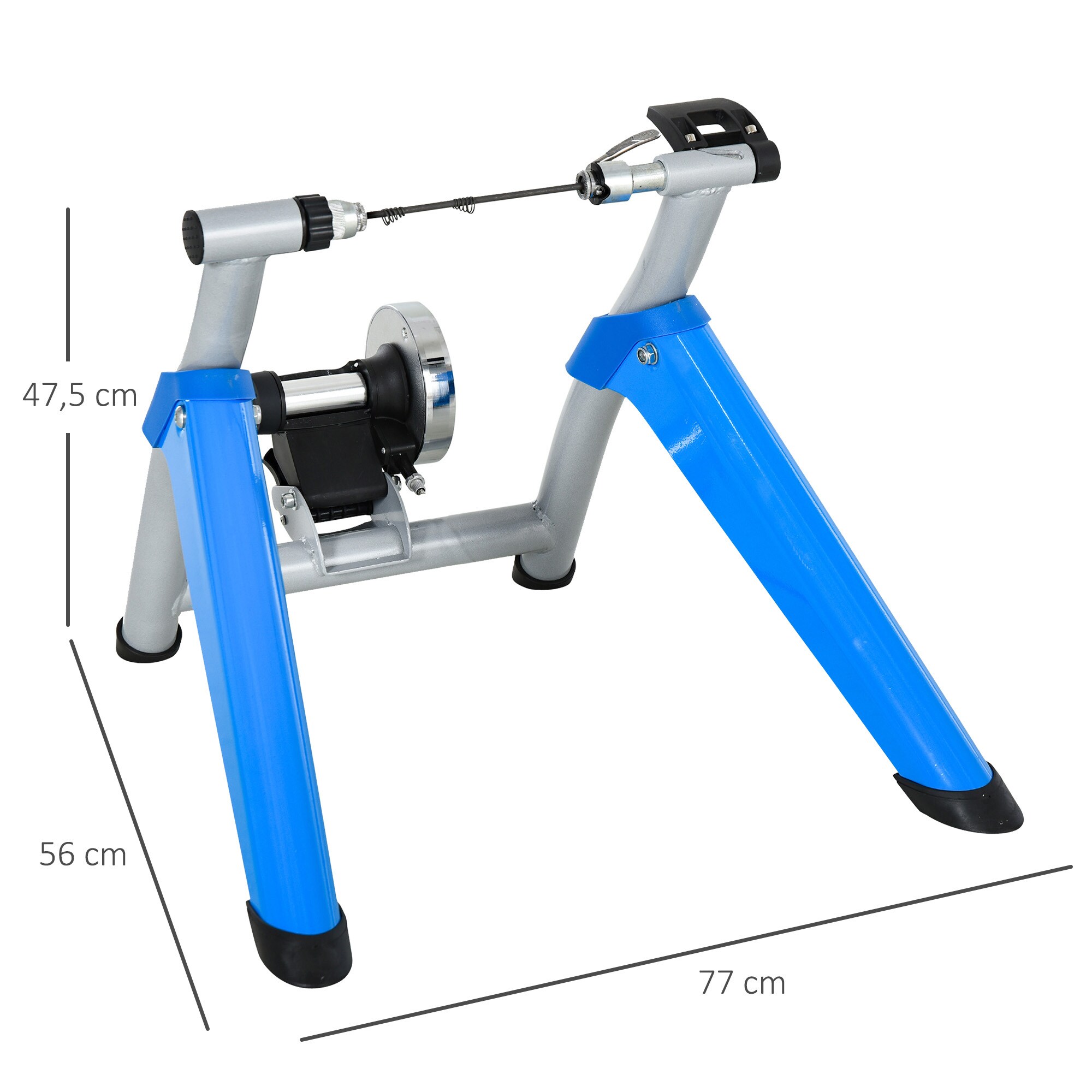 HOMCOM Fahrradtrainer mit Magnetbremse blau, silber 77 x 56 x 47,5 cm (BxTxH)