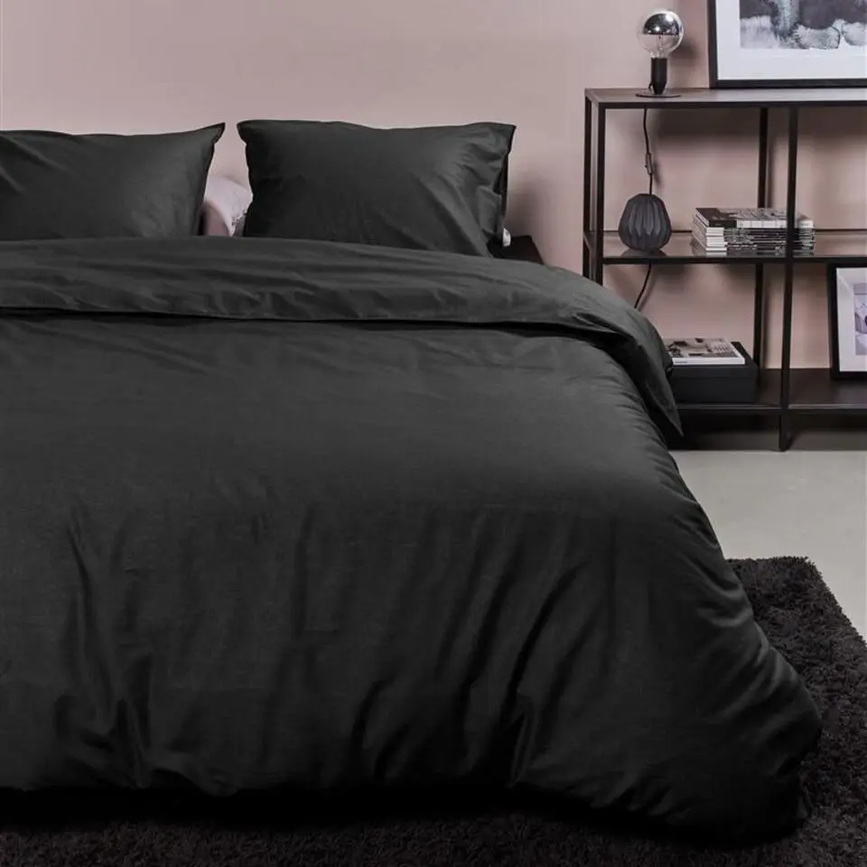 Ambiante Cotton Uni dekbedovertrek - 140x200/220 - Zwart
