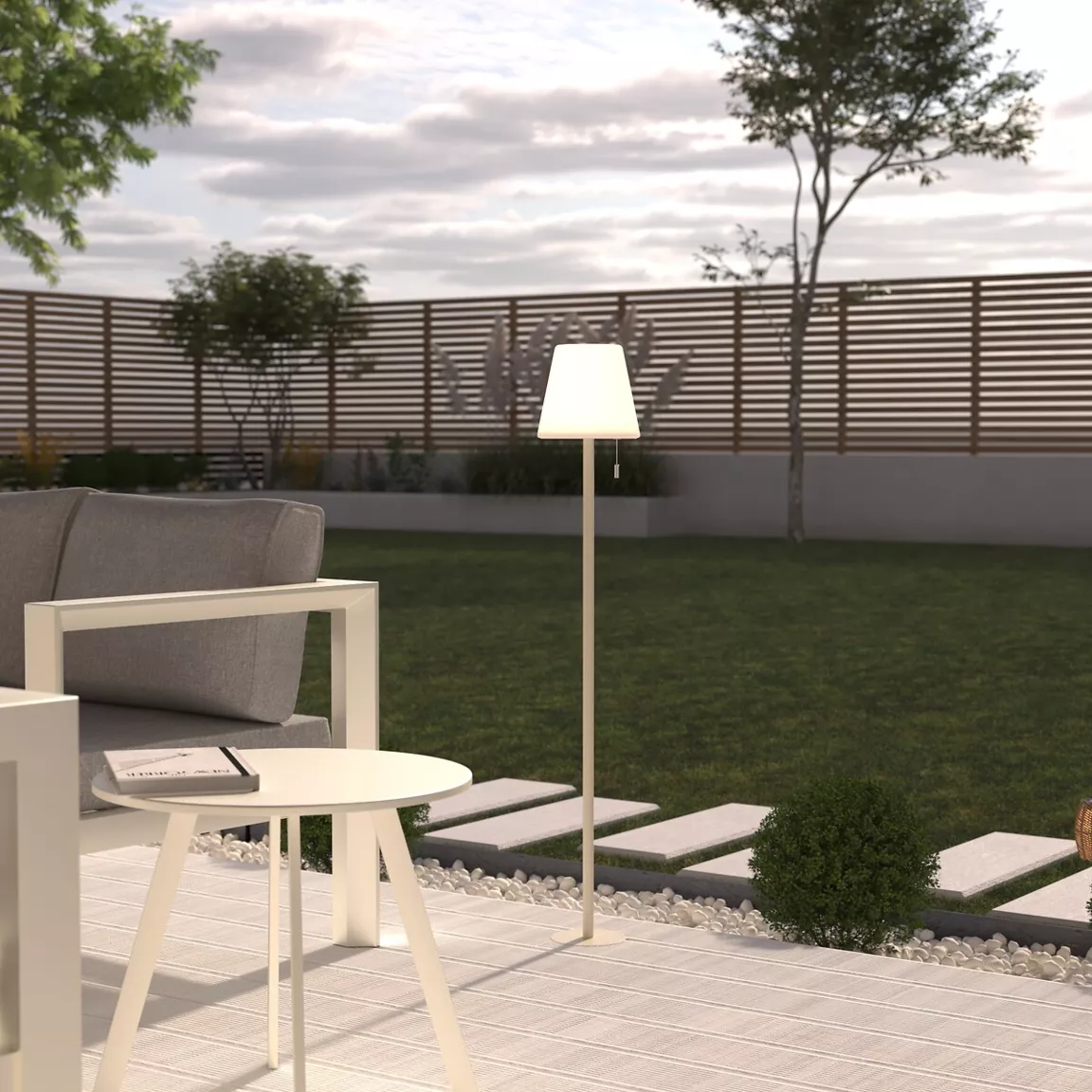 Lampadaire extérieur LED métal (H108 cm) Zack Beige
