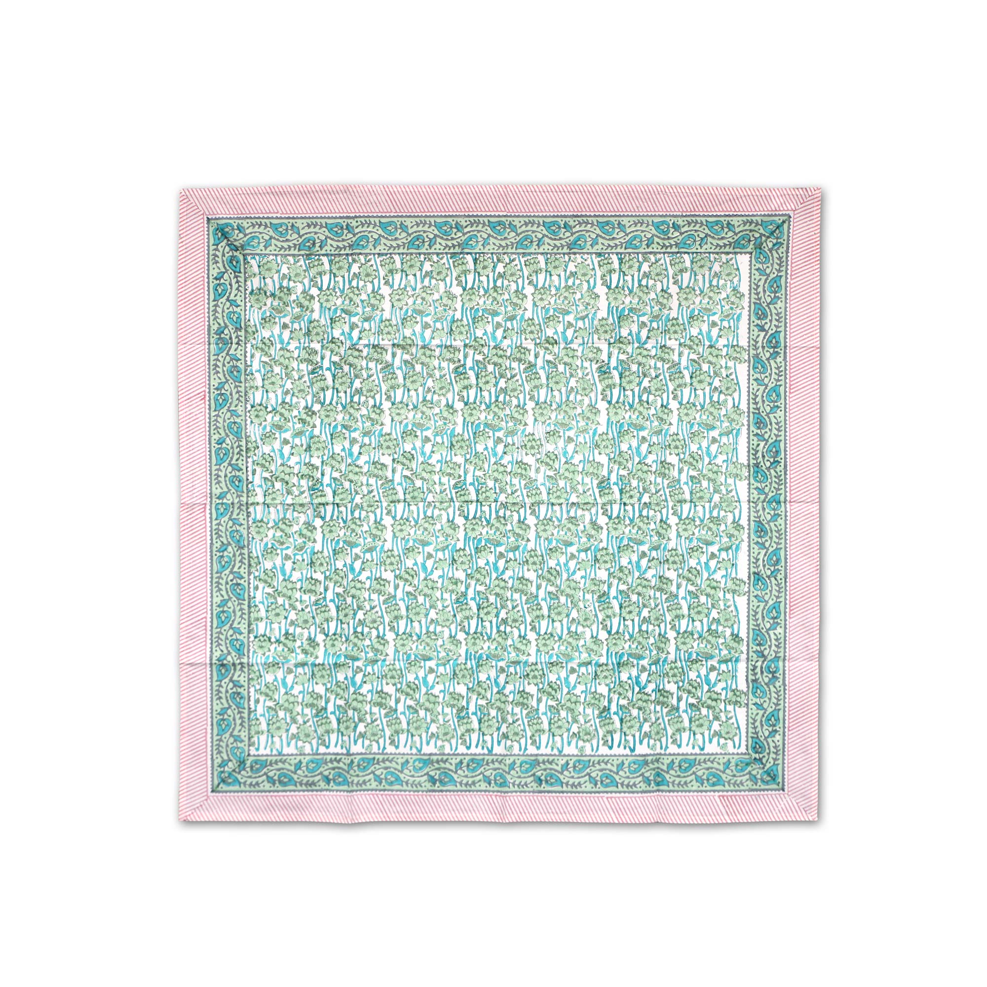 Tischdecke mit Blumenmuster, weiß, grün, rot, L 100 cm, B 100 cm von fischer's lagerhaus