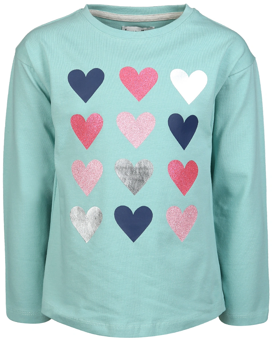 Langarmshirt BUNTE HERZEN in grün