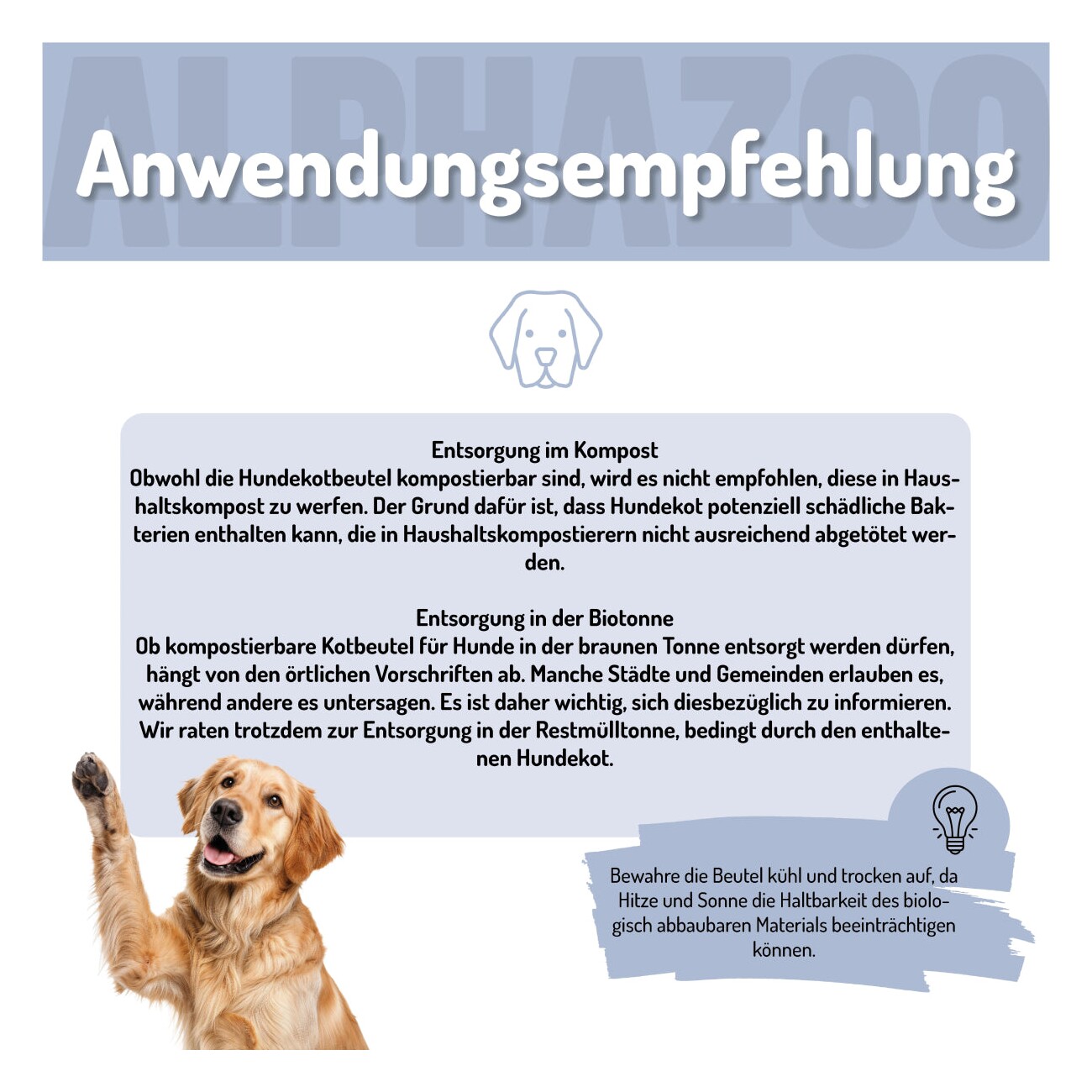 ALPHAZOO Pupssäckchen Kotbeutel für Hunde I Kompostierbare Hundekotbeutel 120 Stück