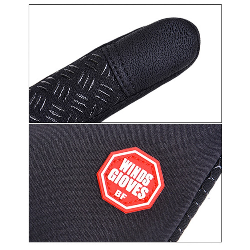 (1 Paar) Gr. S Wetterfeste Nylon Outdoor Touch Handschuhe - Schwarz