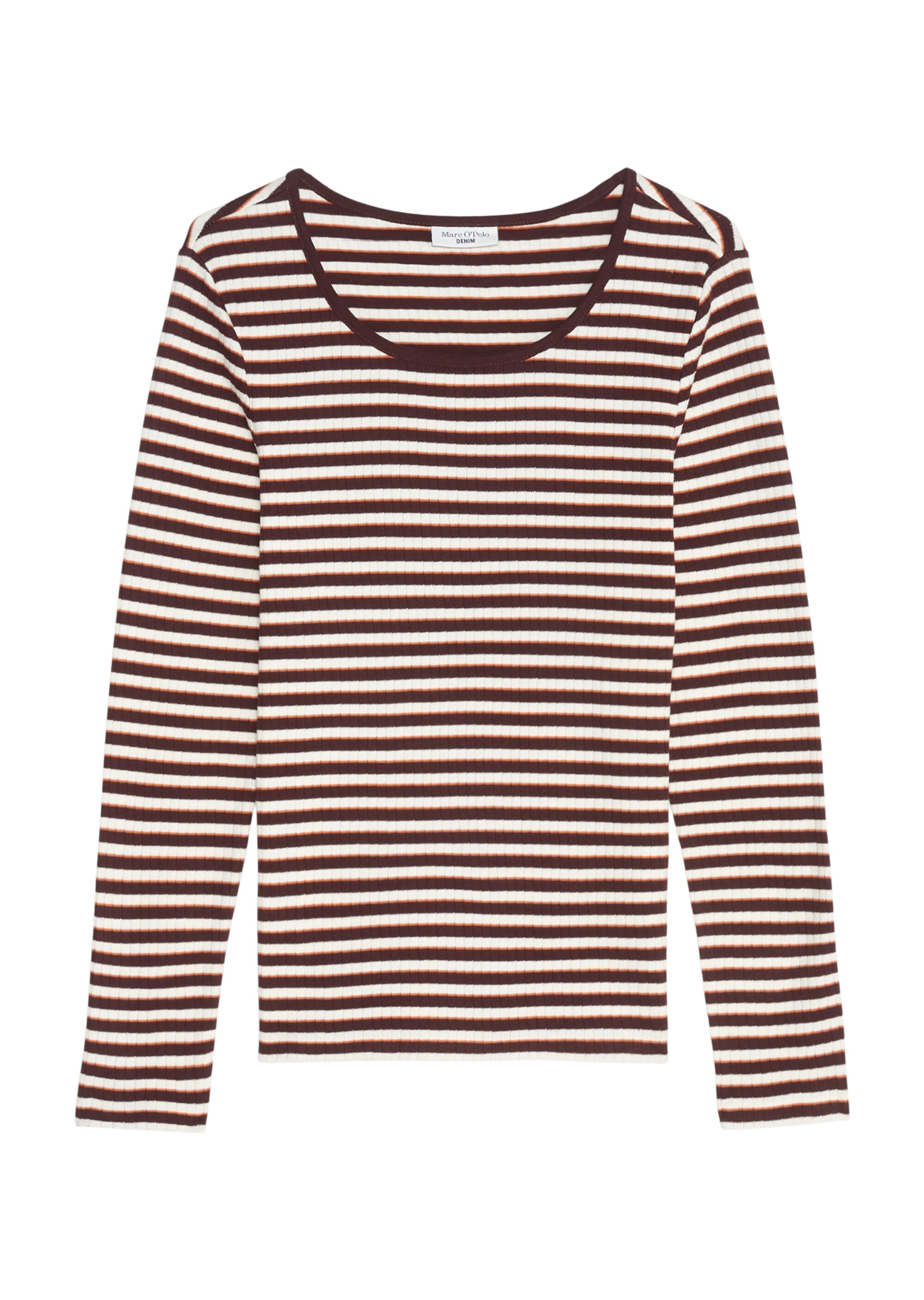 Gestreiftes Longsleeve slimaus geripptem Interlock-Jersey
