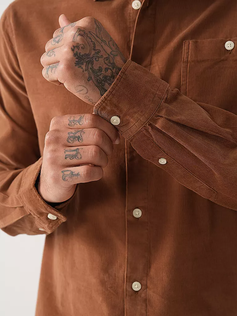 KNOWLEDGE COTTON APPAREL Hemd Regular Fit camel
