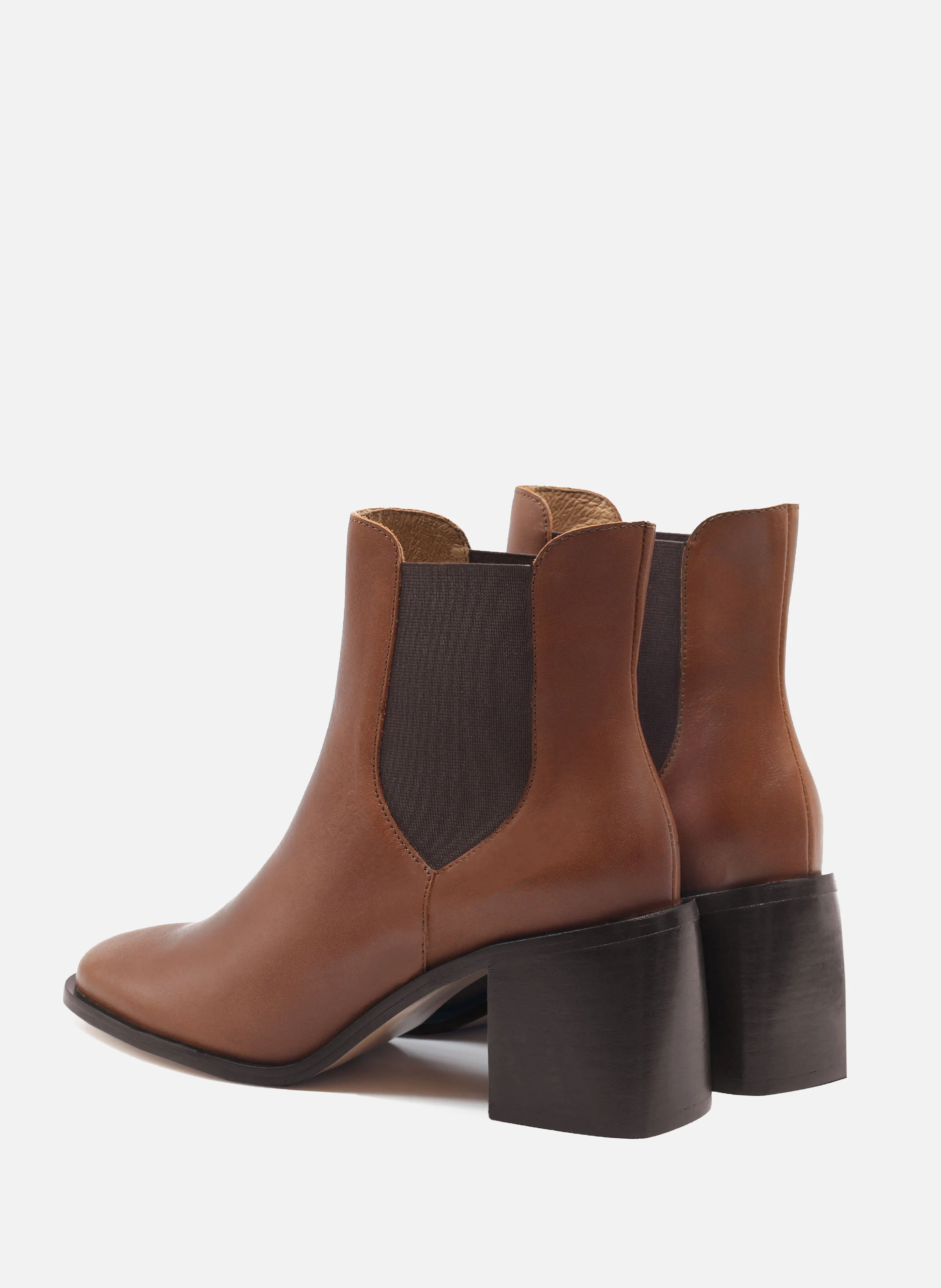 Bottines chelsea talon cuir lisse | Marron