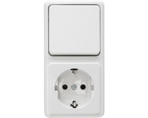 ROTH LANGE 108802155 Combinatie aan/uit/omschakelaar + stopcontact opbouw standaard arctic wit