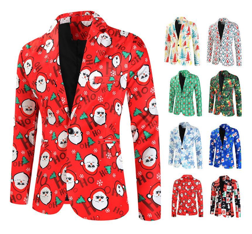 Aozora - Blazer met knoopjes en kerstprint