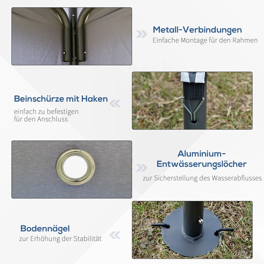 Outsunny Pavillon mit Doppeldach grau