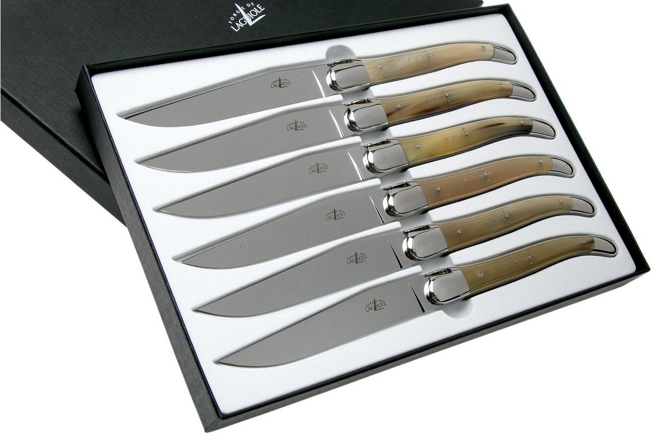Forge de Laguiole, T62MINB, punthoorn steakmessenset
