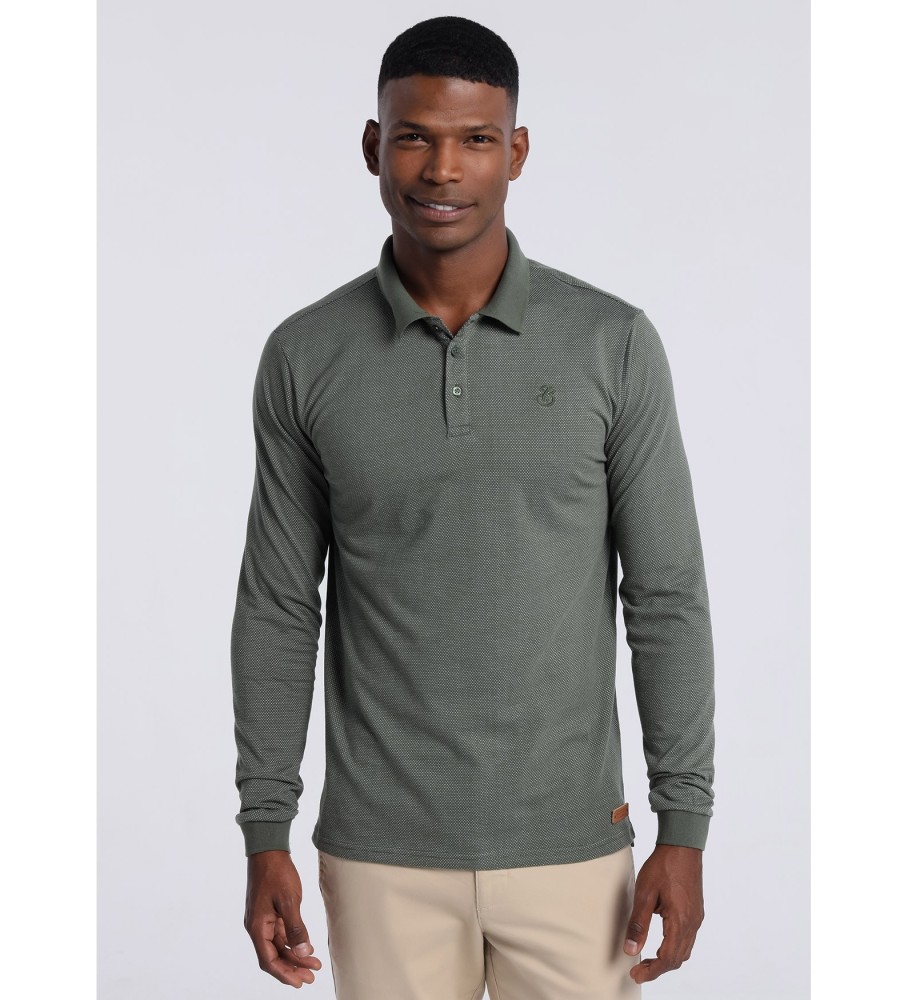 Camisa polo de manga comprida verde Bendorff