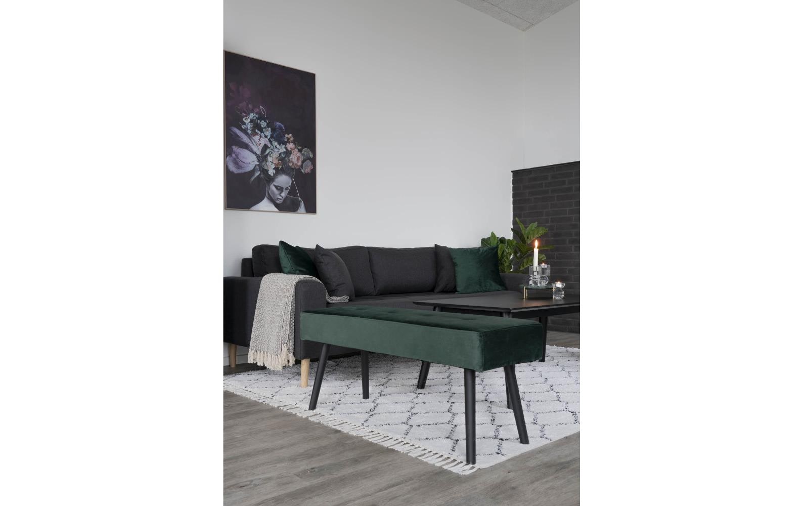 Sitzbank Skiby 100 x 44 cm, Grün/SchwarzSitzbank in Samtoptik