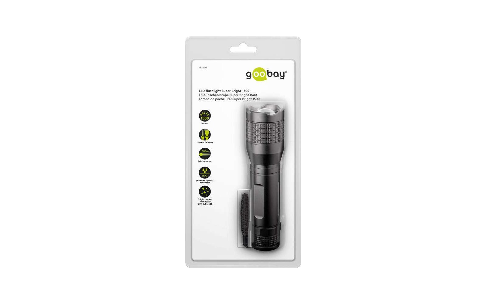 Goobay LED-Taschenlampe Super Bright 1500
