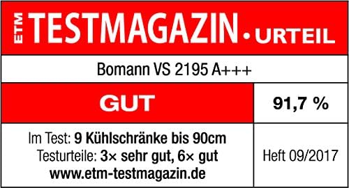 Bomann Réfrigérateur 133L blanc VS2195-1-blanc, Capacité nette : 133 litres, Éclairage intérieur à DEL, Contrôle de la température en continu, 3 clayettes en verre