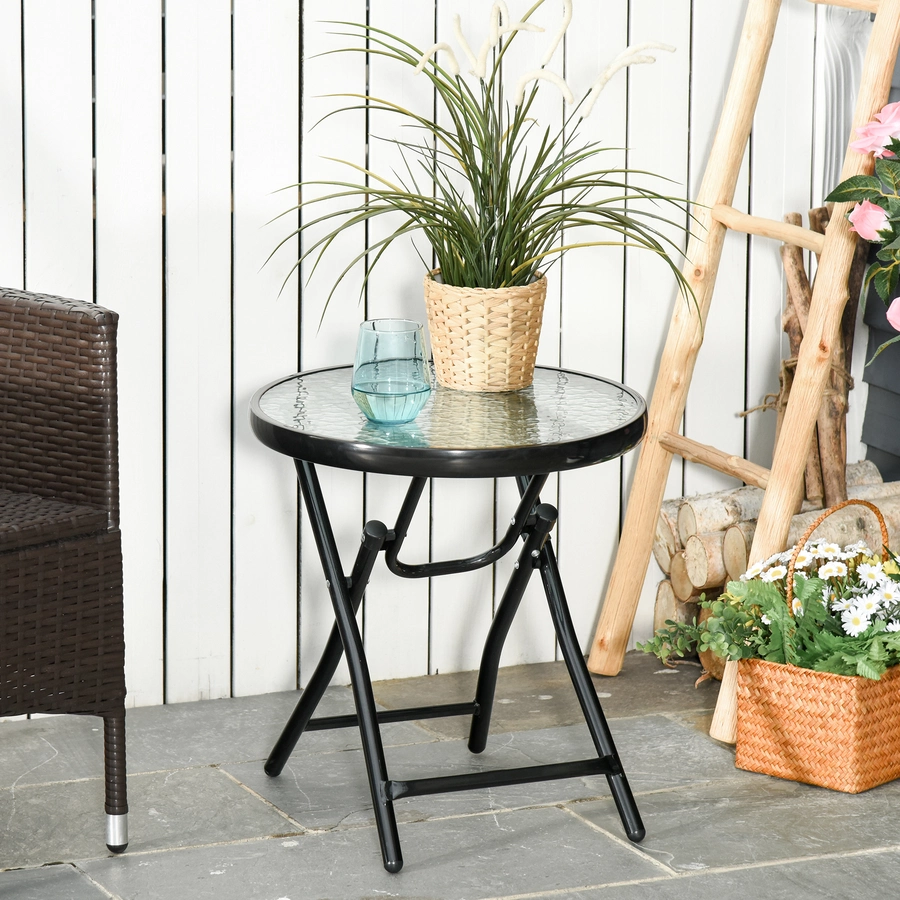 Outsunny Gartentisch klappbar transparentschwarz