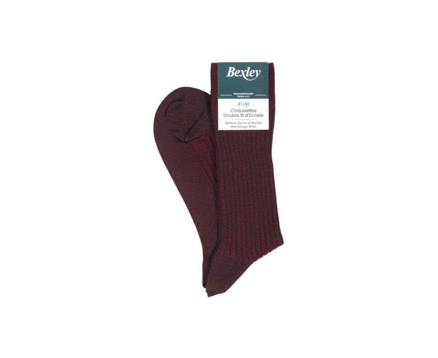 Chaussettes ville homme fil d’Écosse Marron et Rouge