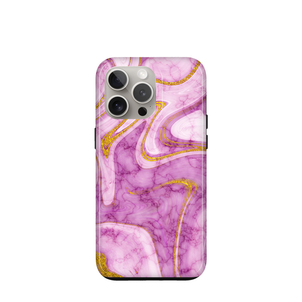 iPhone 15 Pro Max Hybrid (Kunststoff / Gummi) Hülle Marmor Marble 11 - Pink