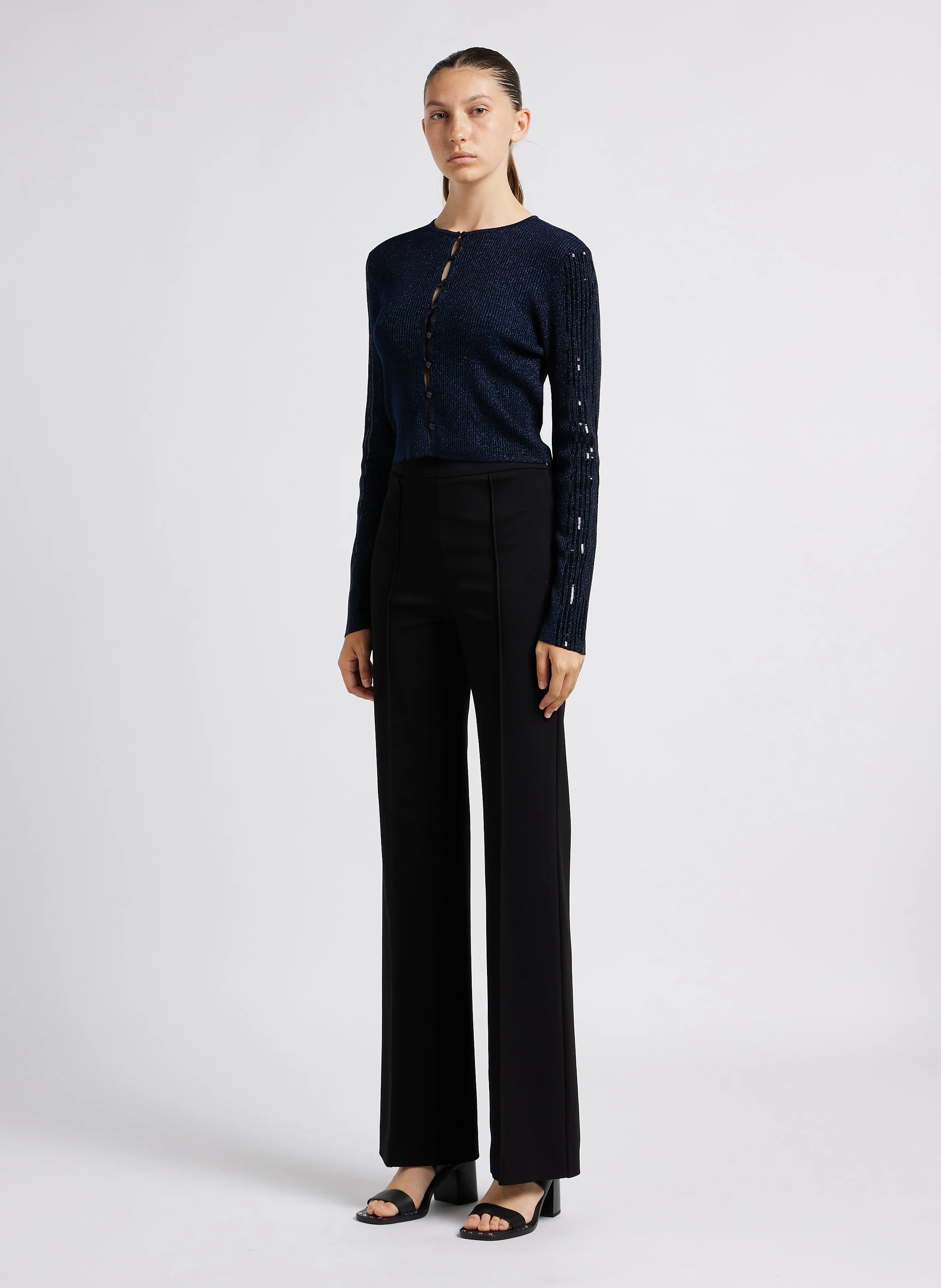 Gilet col rond détails fantaisies | Bleu