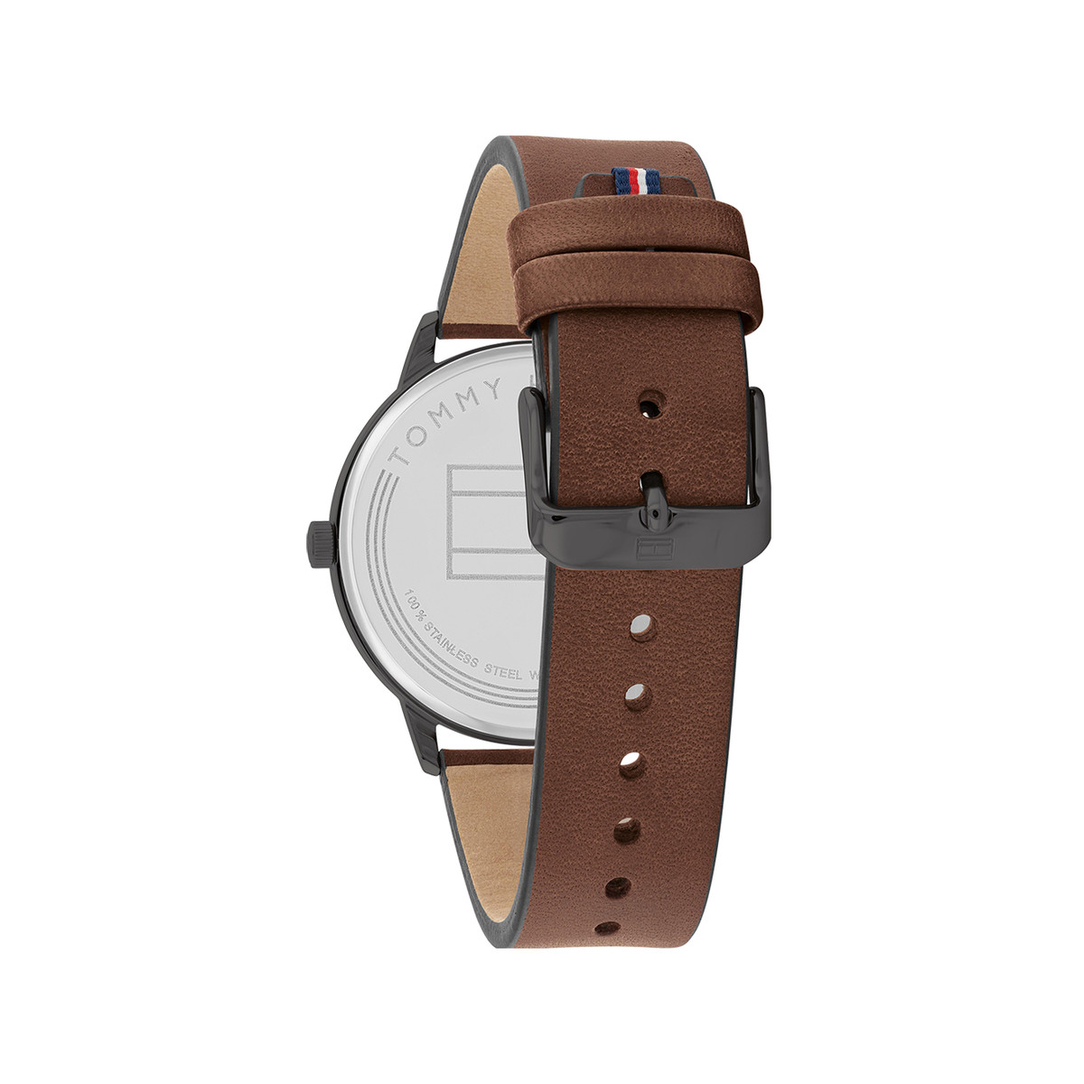 Montre Tommy Hilfiger homme acier bracelet cuir marron