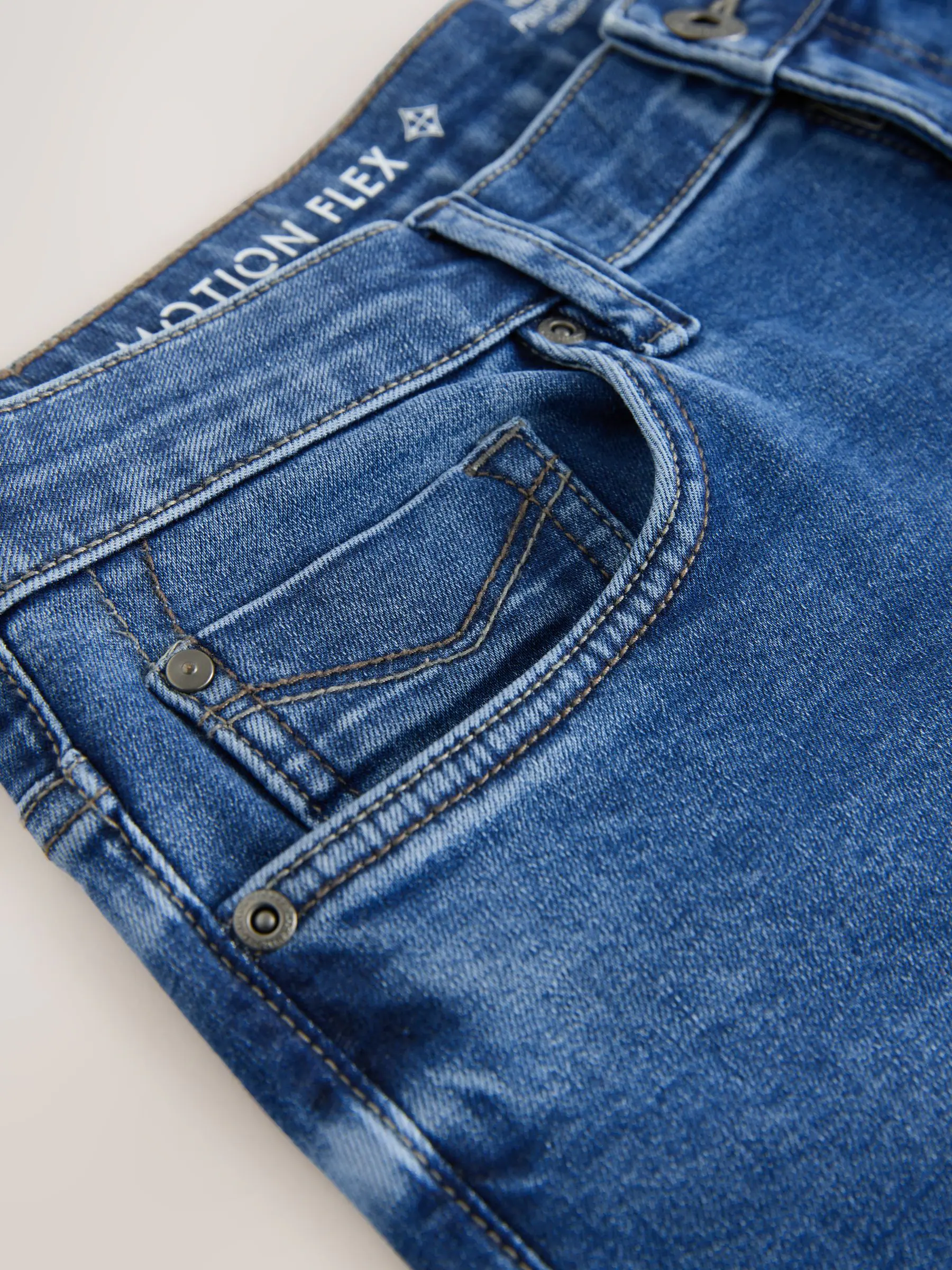 Mediumblauw - Straight fit - Motionflex jeans