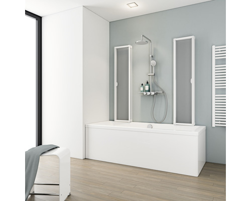 Badwand 2 x 3-delig SCHULTE Komfort 104 x 140 cm Glasdecor druppel Profielkleur wit D1700 04 01 140