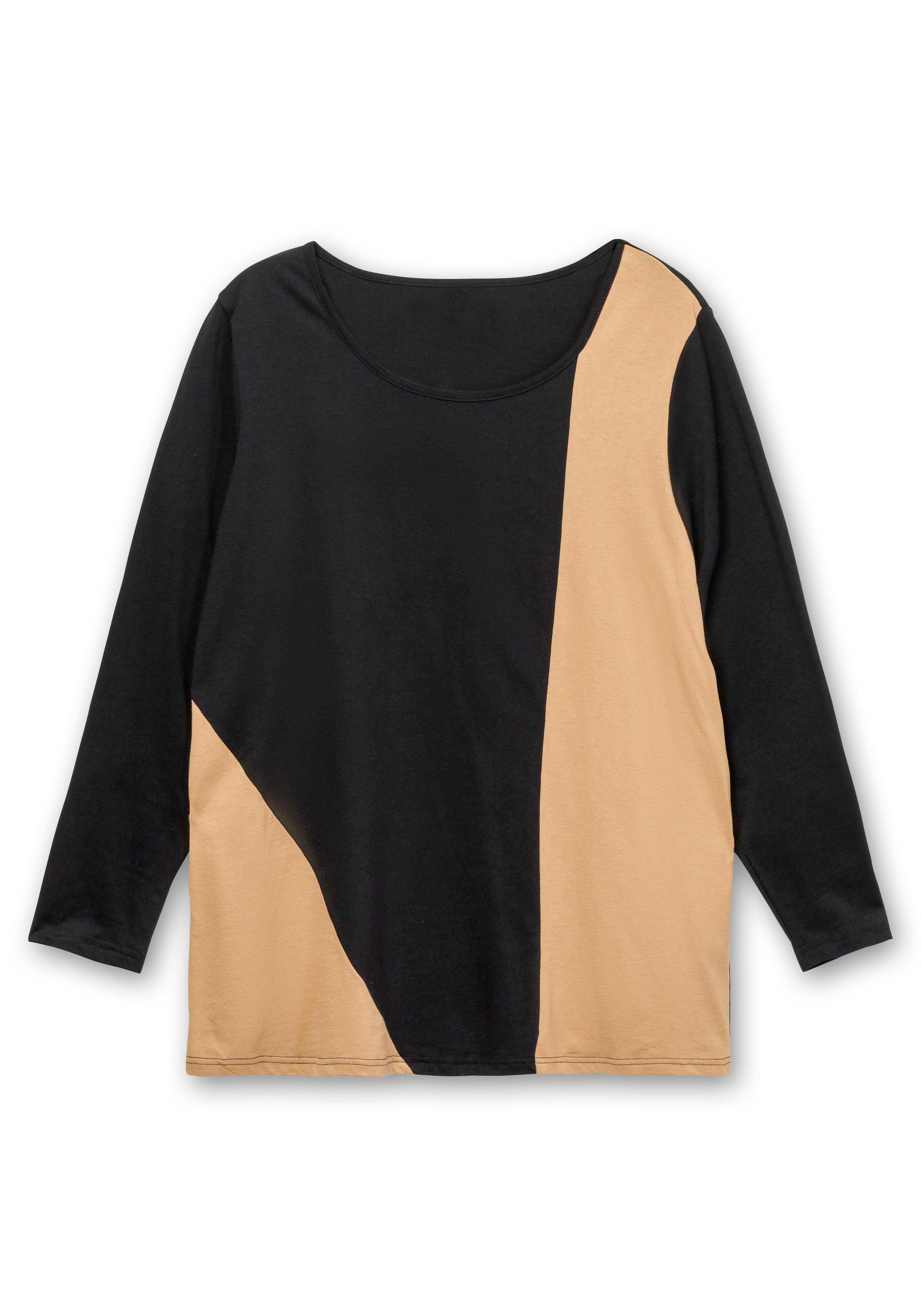 Langarmshirt in zweifarbiger Optik