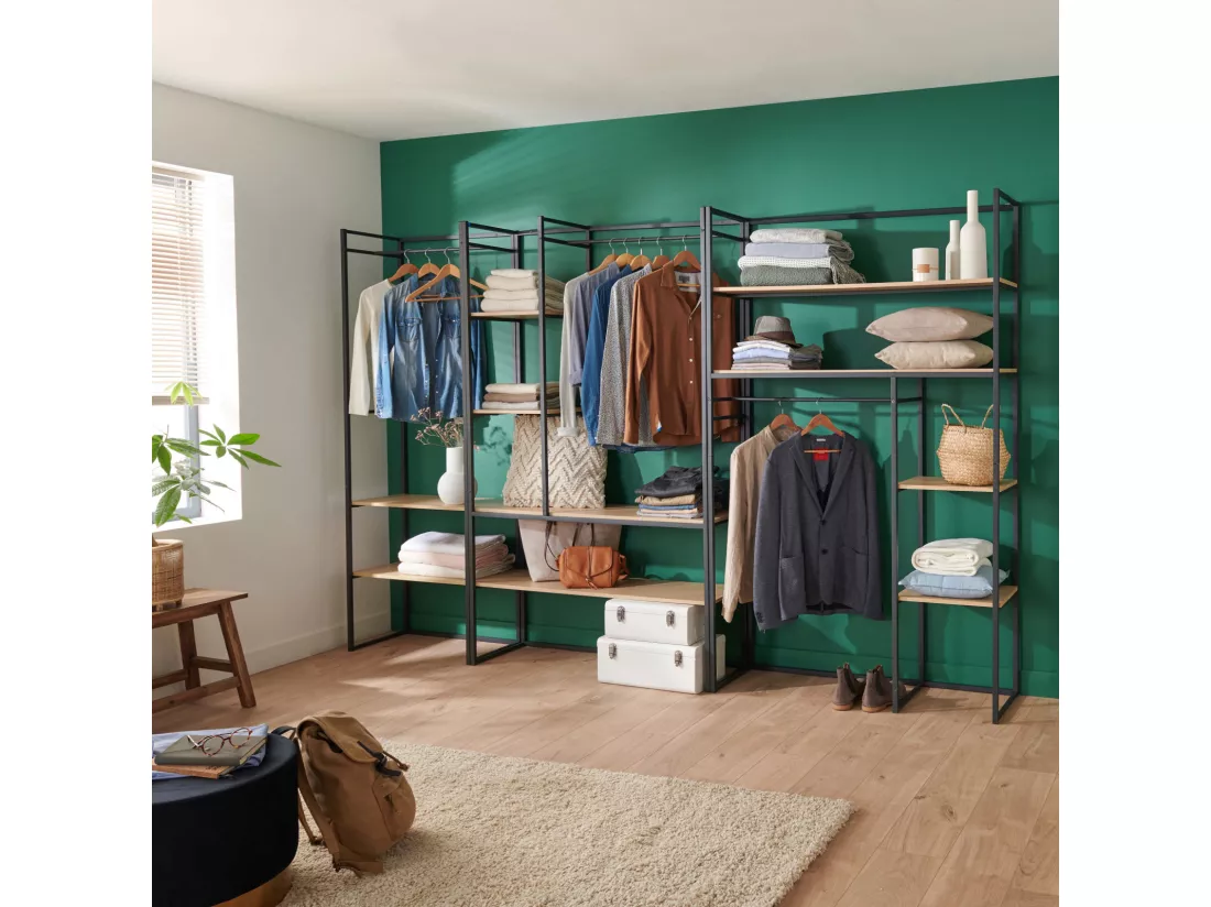 Portants vêtements bois et métal L310 x H200cm ASHTON - Lot de 3