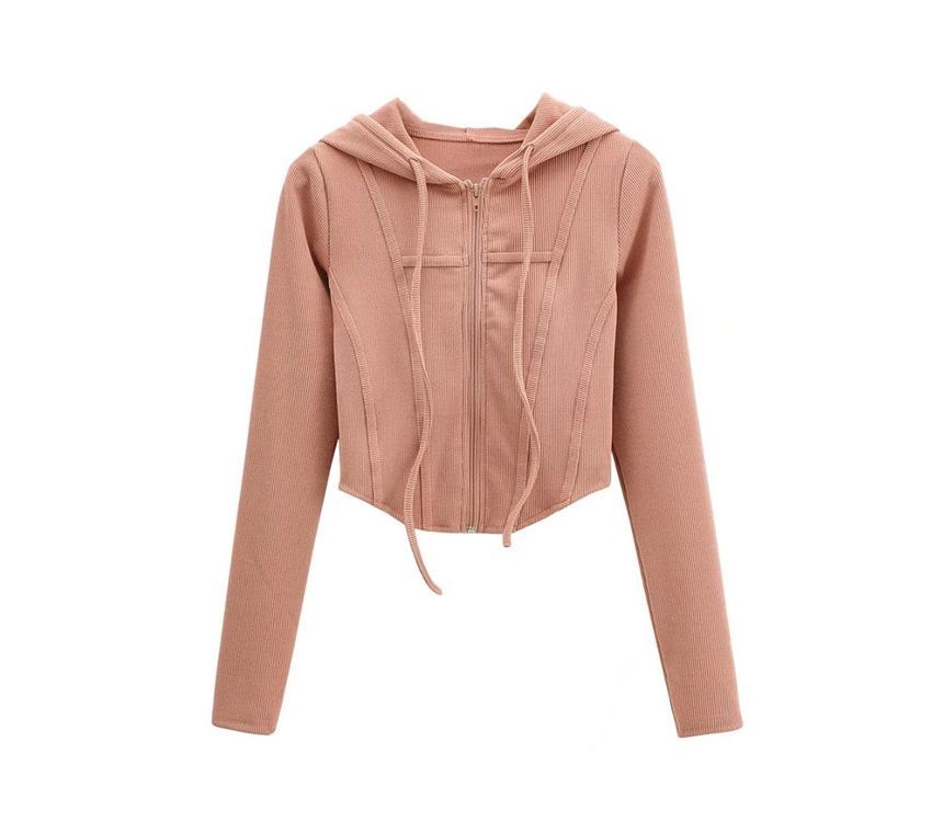 Hollahop - Effen cropped jack met capuchon en rits