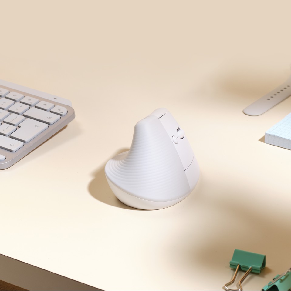 Logitech - Lift for Mac Vertical Ergonomic Mouse - OFF-WHITE