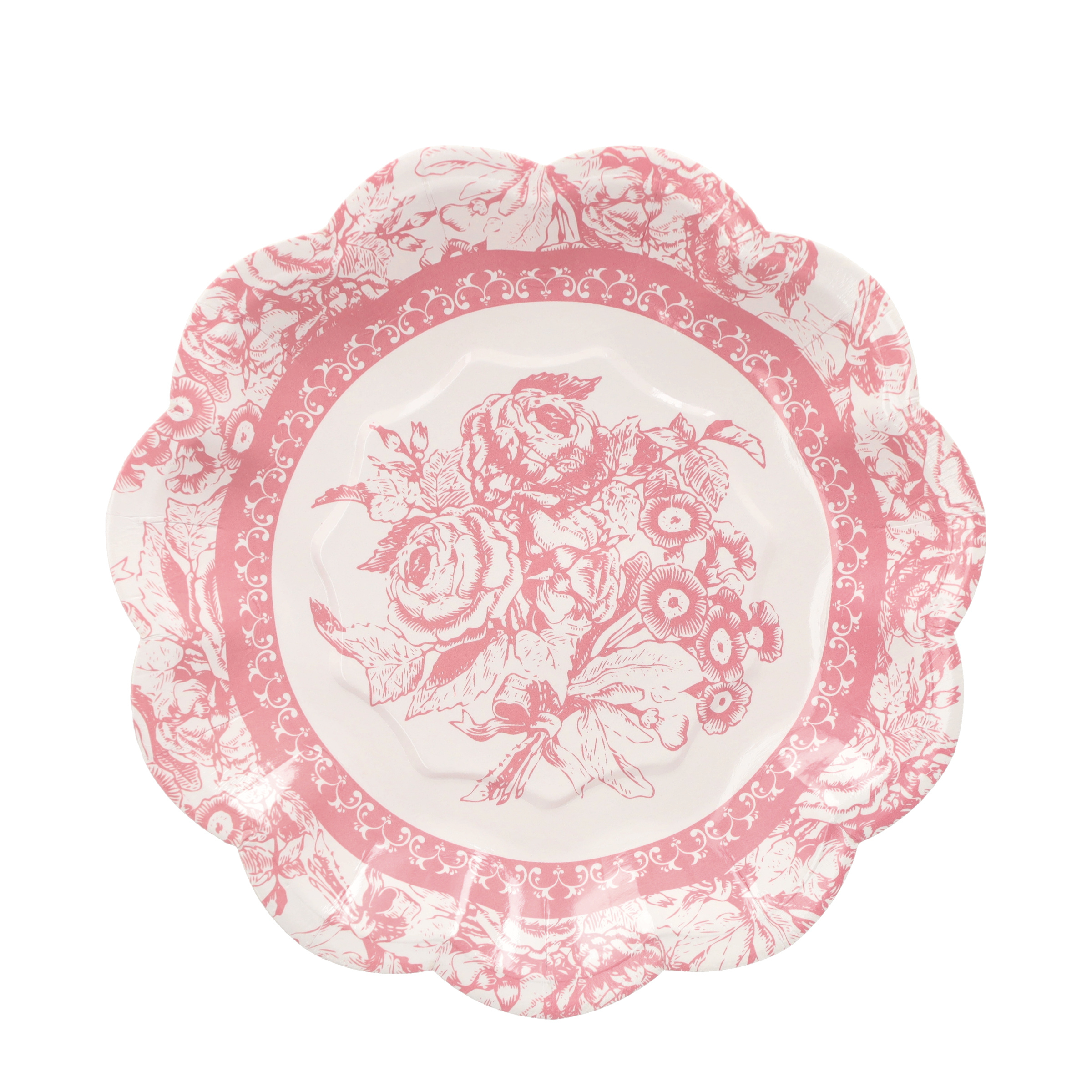 (48er Set) Ø17cm Einweg Teller Sommer Party Geschirr Vintage Tisch Dekoration - Blumen