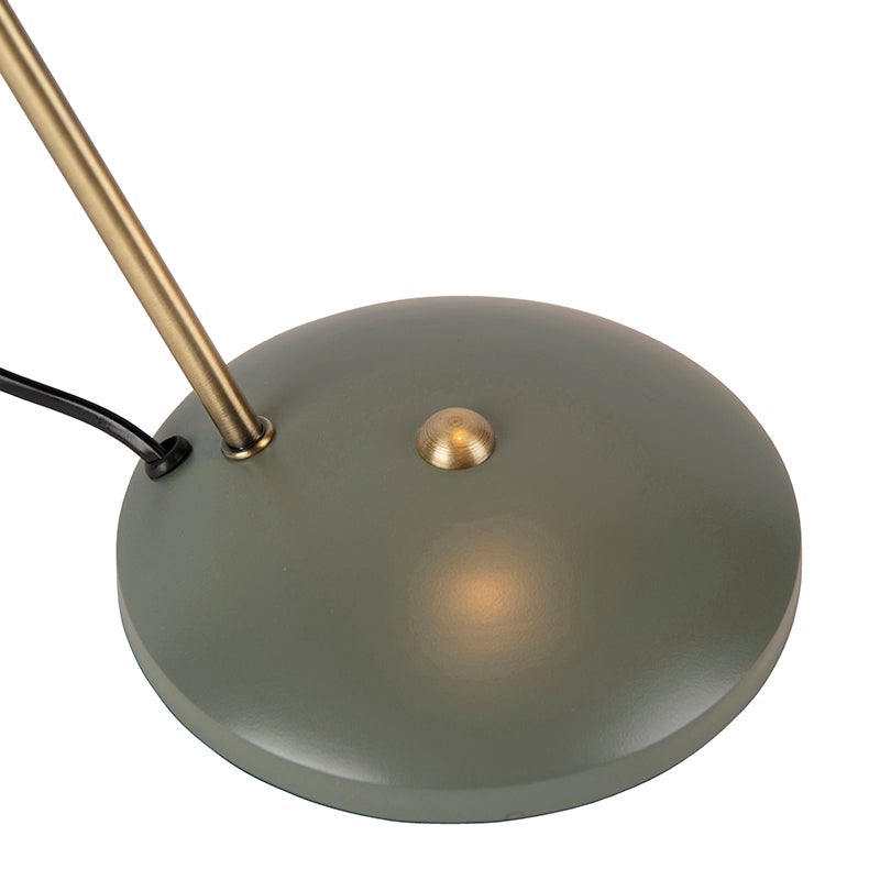 Retro tafellamp groen met brons - Milou