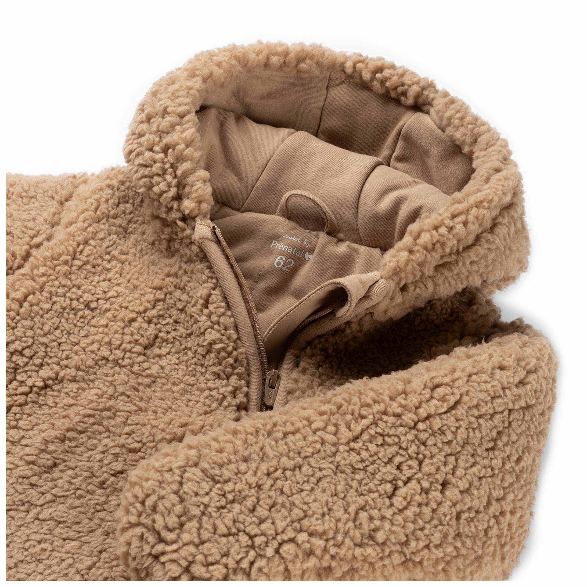 Prénatal newborn berenpak teddy lange mouwen effen taupe