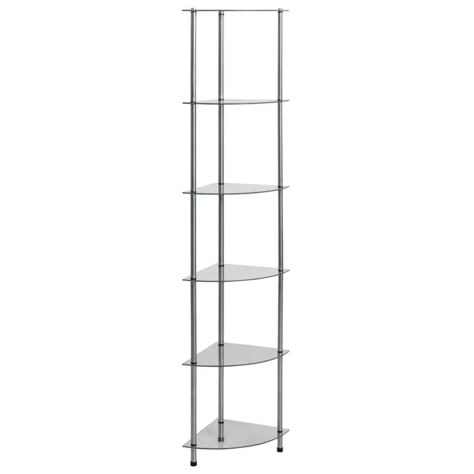 vidaXL - Boekenkast met 6-laags planken - Transparant - Glas - 30x30x160 cm