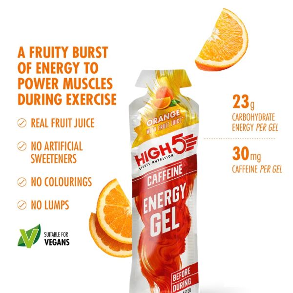 High5 Orange Caffeine EnergyGel, 40gr