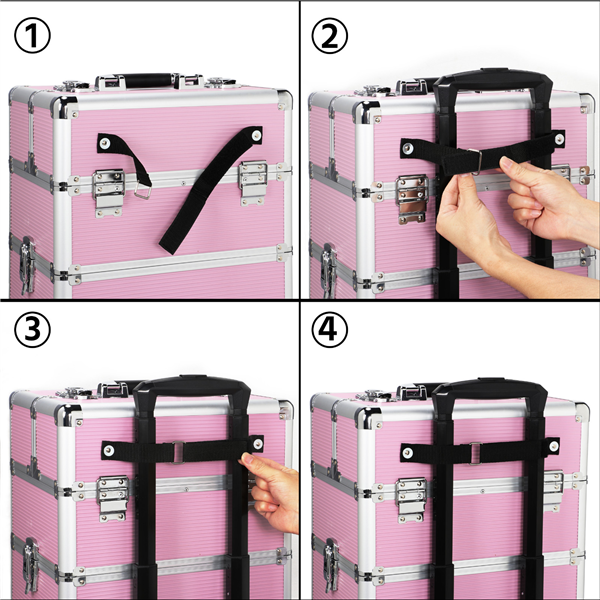 Yaheetech Kosmetikkoffer 4 in 1 Schmuckkoffer Friseurkoffer Beautycase Schminkkoffer, Pink