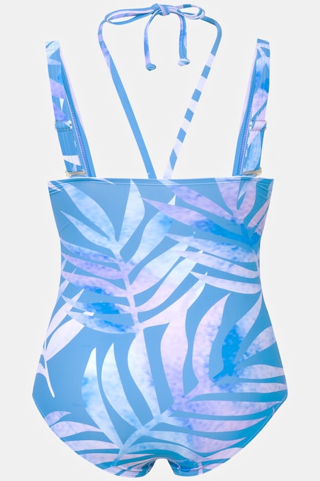 Badeanzug, Blätter, Neckholder, Softcups, drapiert