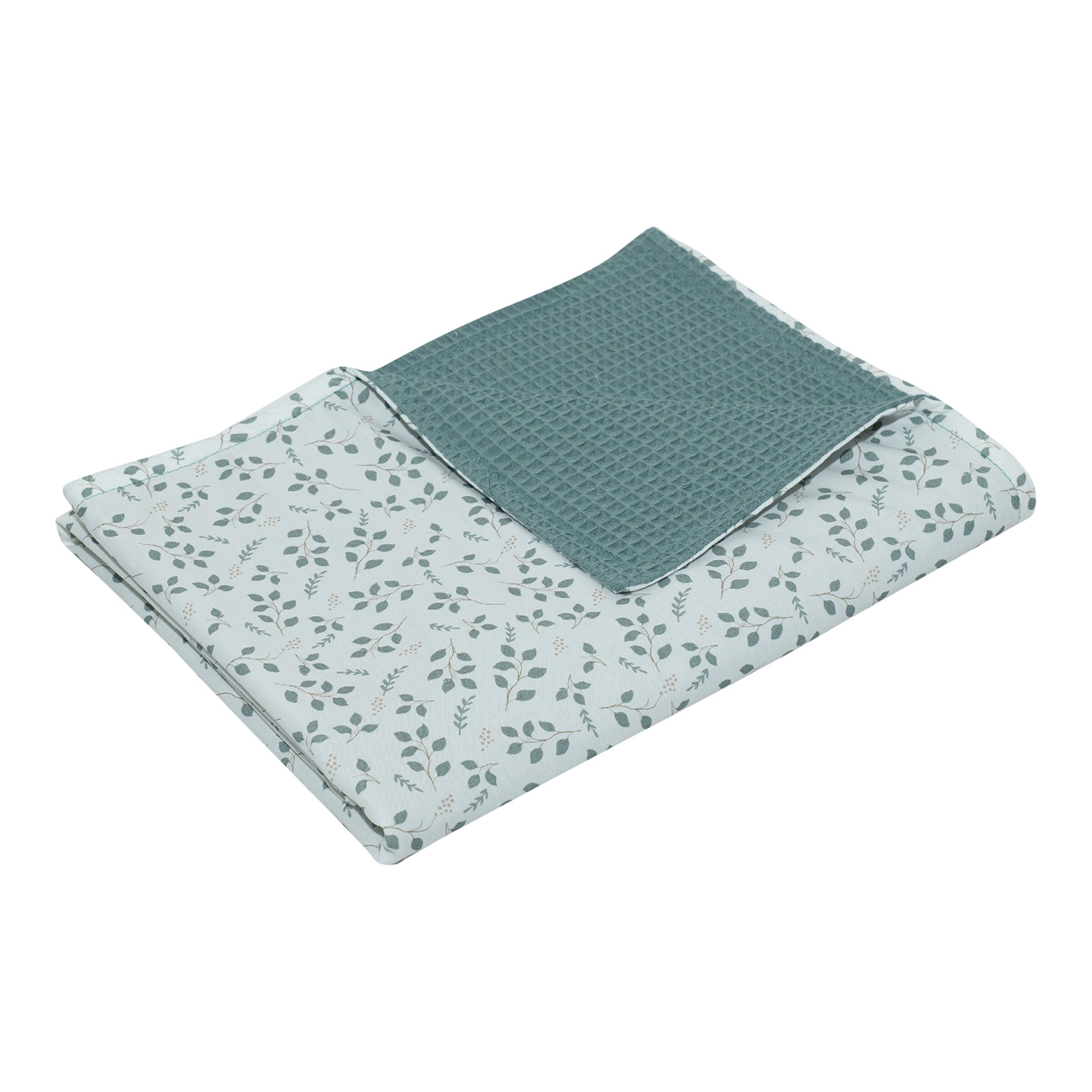 Ullenboom Babydecke Waffelpiqué 70x100 cm Floral / grün