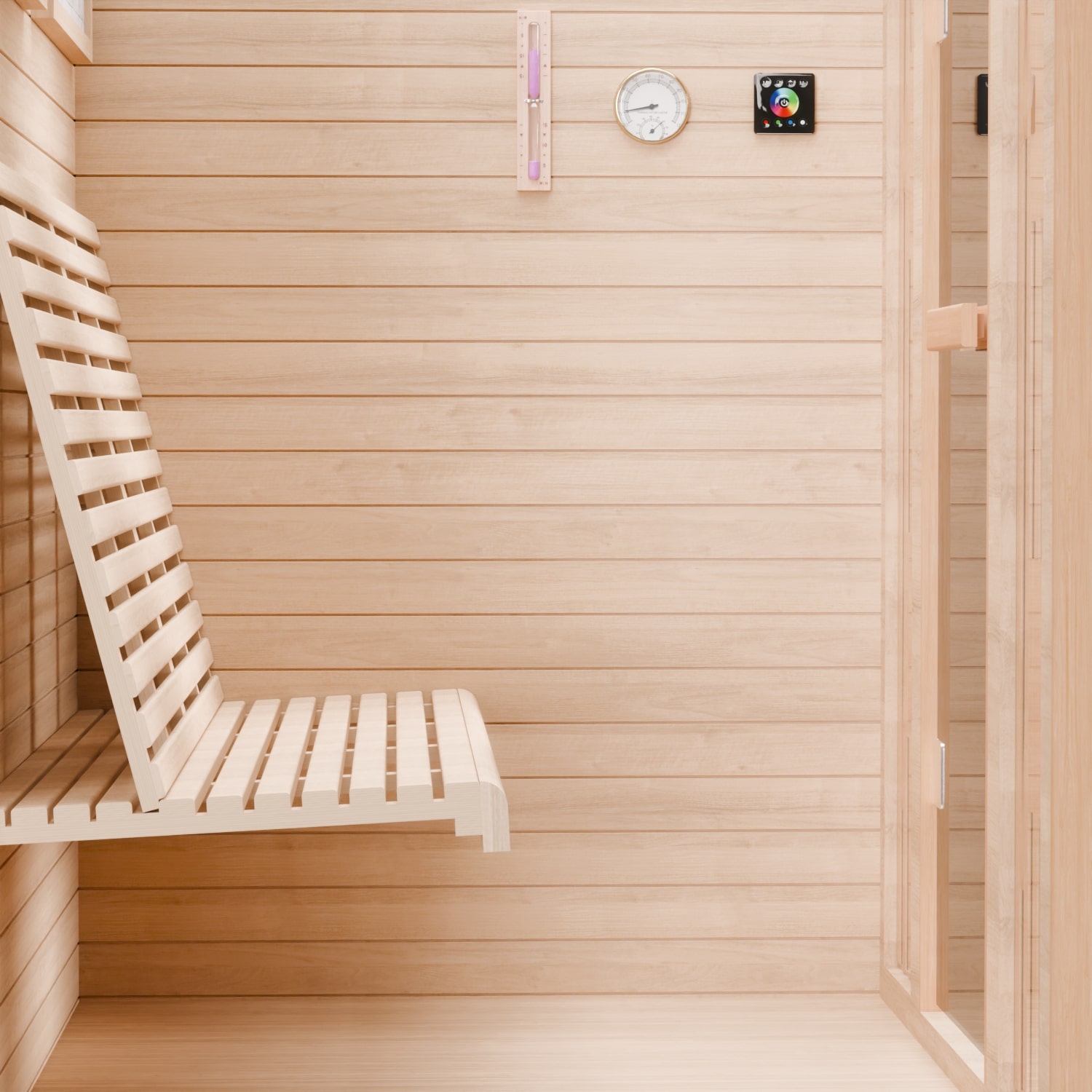 Dewello Finnische Sauna MINTO 150x130 Kabine aus Hemlock Tannenholz mit 4,5 kW Harvia Ofen, inkl Sauna Set